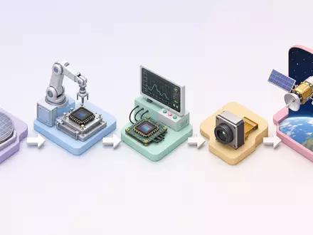 Teledyne Technologies (US8793601050) illustriert als isometrisches 3D-Diagramm die Wertschöpfungskette von Sensorproduktion bis zum Satelliteneinsatz - Foto: THN