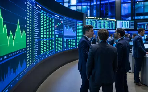 Teledyne Technologies (US8793601050) dargestellt im Börsen-Editorial-Stil mit belebtem Trading-Floor und sektorspezifischen Technologie-Aktiencharts im Hintergrund - Foto: THN