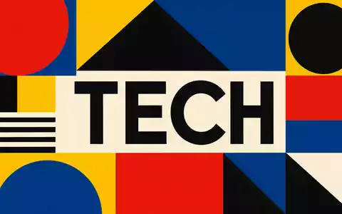 Geometrisches Bauhaus-Poster mit dem Wort TECH symbolisiert die Technologiebranche von Teradyne Inc. US8807701029 grafisch prägnant - Foto: THN