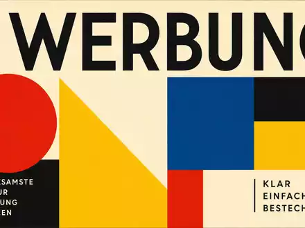 Omnicom Group Inc. (US6819191064): Bauhaus-Poster mit geometrischen Formen und großer Typografie WERBUNG in Primärfarben - Foto: THN
