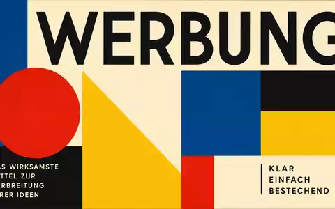 Omnicom Group Inc. (US6819191064): Bauhaus-Poster mit geometrischen Formen und großer Typografie WERBUNG in Primärfarben - Foto: THN