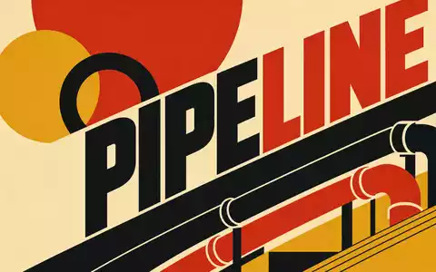 ONEOK Inc. (ISIN US6826801036) Bauhaus-Poster mit geometrischen Formen und Schriftzug PIPELINE in kräftigen Farben - Foto: THN