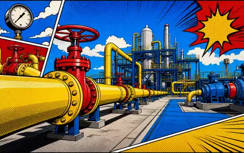 ONEOK Inc. (ISIN US6826801036) Pop-Art-Comic-Illustration einer Gaspipeline und Pumpstation in krÀftigen Farben - Foto: THN