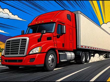 Old Dominion Freight Line US6795801009 Pop-Art-Comic-Illustration eines schnellen generischen Frachttrucks auf Highway - Foto: THN