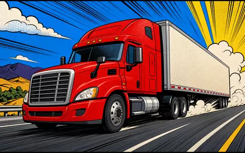 Old Dominion Freight Line US6795801009 Pop-Art-Comic-Illustration eines schnellen generischen Frachttrucks auf Highway - Foto: THN