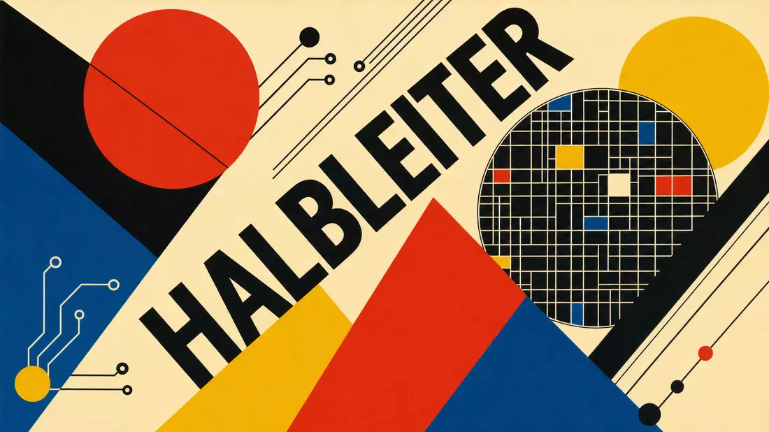 Bauhaus-inspiriertes Poster mit geometrischen Formen, Kreisen und dem Schriftzug Halbleiter
