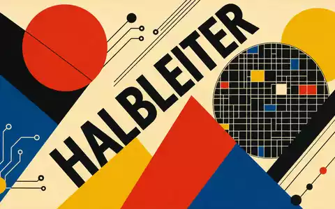 ON Semiconductor US6821891035 illustriert als Bauhaus-Poster mit geometrischen Formen und dem Wort HALBLEITER - Foto: THN