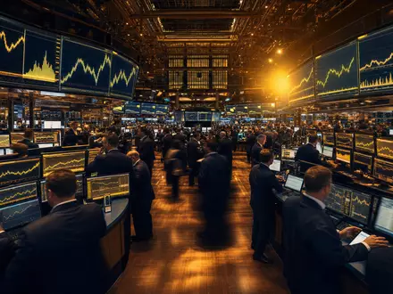 Iron Mountain NYSE Börsensaal US46284V1017 mit Händlern vor REIT Kurven auf hellen leuchtenden Monitorwänden - Foto: THN
