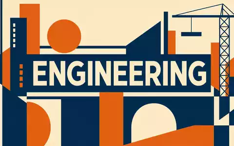 Jacobs Solutions zeigt Bauhaus Poster mit großem ENGINEERING Text und geometrischen Konstruktionsformen, ISIN US4698141098 - Foto: THN
