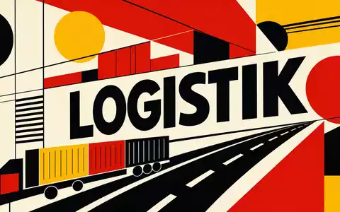 J.B. Hunt Transport US4655621062 – Bauhaus-Poster im konstruktivistischen Stil mit dem Sektor-Text LOGISTIK in Primärfarben - Foto: THN