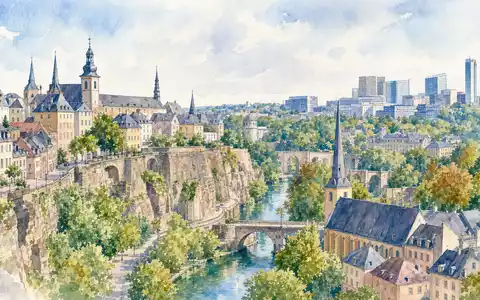 Aquarellmalerei von Luxembourg symbolisiert den Sitz von Eurofins Scientific SE, ISIN FR0014000MR3, in Pastelltönen - Foto: THN