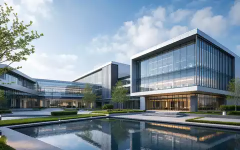 Architektur-Render eines modernen Forschungscampus visualisiert die Infrastruktur von Eurofins Scientific SE, ISIN FR0014000MR3, unbeschriftet - Foto: THN