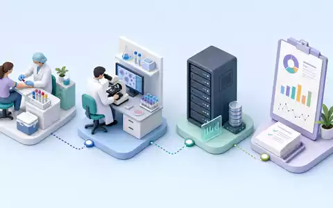 Isometrische 3D-Darstellung der Testprozesskette zeigt die Wertschöpfung von Eurofins Scientific SE, ISIN FR0014000MR3, im Labor - Foto: THN