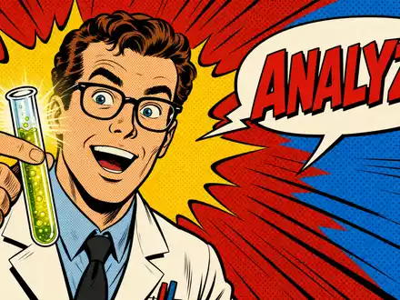Pop-Art-Comic mit begeistertem Laborwissenschaftler stellt die Testbranche von Eurofins Scientific SE, ISIN FR0014000MR3, farbenfroh dar - Foto: THN