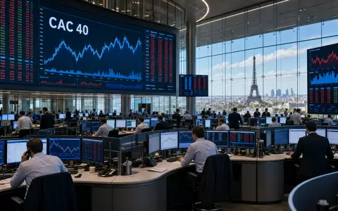 Börsen-Editorial mit Trading-Floor in Paris und CAC-40-Charts zeigt Notierung von Getlink SE FR0010533075 - Foto: THN