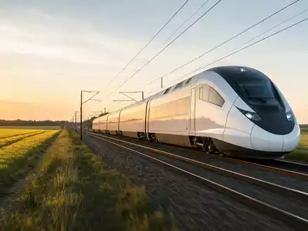 Alstom S.A. (FR0010220475) fertigt Hochgeschwindigkeitszüge, hier symbolisiert durch generischen Zug bei Sonnenuntergang - Foto: THN