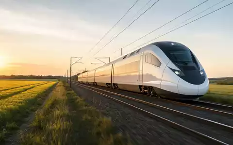 Alstom S.A. (FR0010220475) fertigt Hochgeschwindigkeitszüge, hier symbolisiert durch generischen Zug bei Sonnenuntergang - Foto: THN