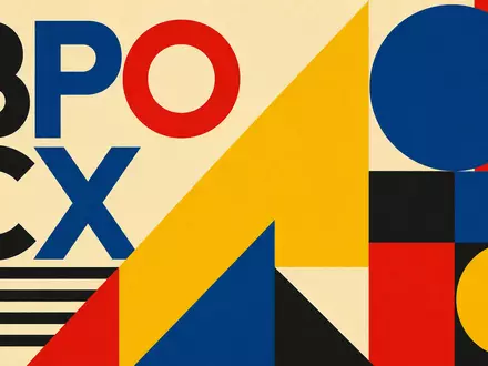 Geometrisches Bauhaus-Poster mit Sektor-Kürzeln BPO und CX steht für Teleperformance SE, ISIN FR0000051807, Branchensegment - Foto: THN