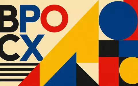 Geometrisches Bauhaus-Poster mit Sektor-Kürzeln BPO und CX steht für Teleperformance SE, ISIN FR0000051807, Branchensegment - Foto: THN