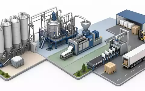 Isometrische 3D-Illustration der Wertschöpfungskette zeigt Produktionsprozesse, wie sie bei Arkema S.A. FR0010313833 typisch sind - Foto: THN