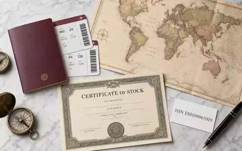 Amadeus IT Group ES0109067019 flatlay travel documents passport boarding passes world map ISIN card - Foto: THN
