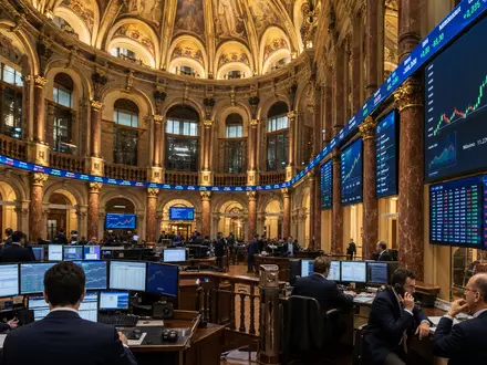 Amadeus IT Group ES0109067019 editorial stock exchange trading floor IBEX index charts screens - Foto: THN