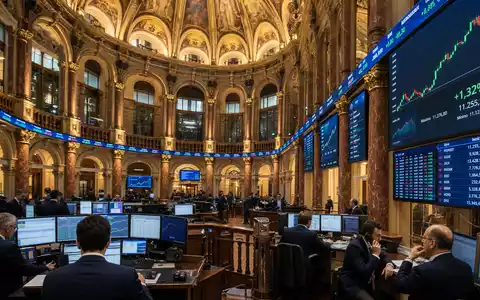 Amadeus IT Group ES0109067019 editorial stock exchange trading floor IBEX index charts screens - Foto: THN