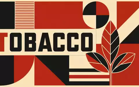 Altria Group Inc. US02209S1033 – Bauhaus-Poster mit geometrischer TOBACCO-Typografie im konstruktivistischen Stil - Foto: THN
