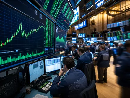 Altria Group Inc. US02209S1033 – Redaktionelles Börsenfoto des NYSE-Handelsraums mit steigenden Consumer-Staples-Charts - Foto: THN