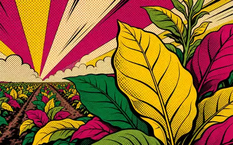 Altria Group Inc. US02209S1033 – Pop-Art-Comicillustration mit stilisierten Tabakblättern in kräftigen Lichtenstein-Farben - Foto: THN