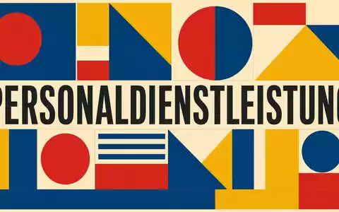 Amadeus FiRe AG DE0005093108 Personaldienstleistungen: Bauhaus-Poster mit Schriftzug PERSONALDIENSTLEISTUNG und konstruktivistischen Primärfarb-Geometrien - Foto: THN
