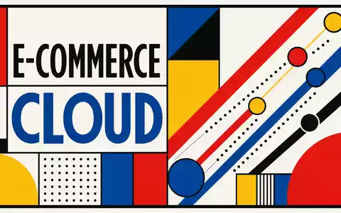 Amazon.com Inc. (US0231351067) Bauhaus poster with E-COMMERCE CLOUD text and primary-color geometry - Foto: THN