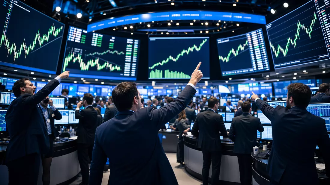 Amazon.com Inc. US0231351067 stock exchange trading floor editorial candlestick charts traders