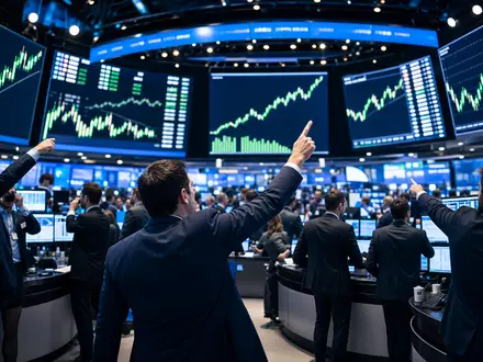 Amazon.com Inc. (US0231351067) stock exchange trading floor with tech charts and suited traders - Foto: THN