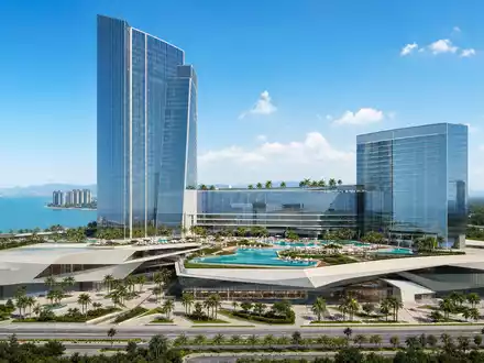 Architektur-Rendering eines modernen Hochhaus-Resorts zeigt die Anlagenklasse von Las Vegas Sands, ISIN US51669R1077, visuell - Foto: THN