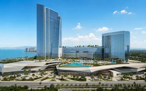 Architektur-Rendering eines modernen Hochhaus-Resorts zeigt die Anlagenklasse von Las Vegas Sands, ISIN US51669R1077, visuell - Foto: THN