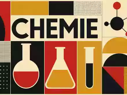 Lanxess AG (DE0005470405) als geometrisches Bauhaus-Poster mit klaren Formen und dem Sektor-Text CHEMIE gestaltet - Foto: THN