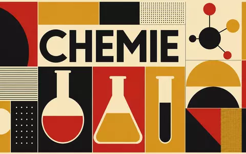 Lanxess AG (DE0005470405) als geometrisches Bauhaus-Poster mit klaren Formen und dem Sektor-Text CHEMIE gestaltet - Foto: THN