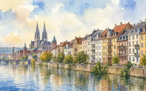 LEG Immobilien SE (DE000LEG1110) besitzt Wohnbestände in deutschen Städten, hier als stimmungsvolles Aquarellbild dargestellt - Foto: THN
