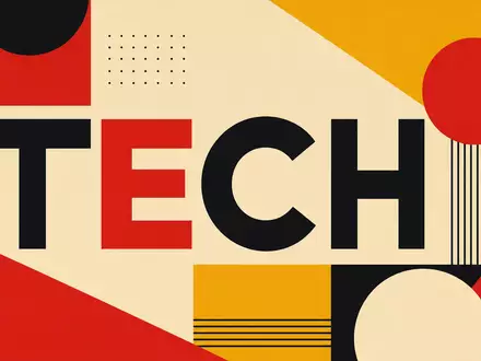 Lam Research (ISIN US5128071082) wird als geometrisches Bauhaus-Poster mit großem Schriftzug TECH dargestellt - Foto: THN