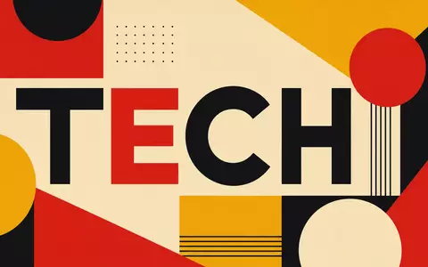 Lam Research (ISIN US5128071082) wird als geometrisches Bauhaus-Poster mit großem Schriftzug TECH dargestellt - Foto: THN