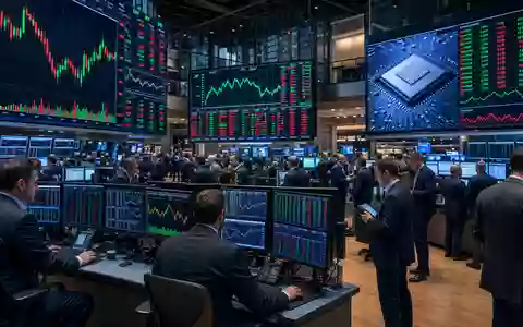 Lam Research (ISIN US5128071082) wird redaktionell an einem Börsenparkett mit Halbleiter-Sektorcharts auf Bildschirmen inszeniert - Foto: THN