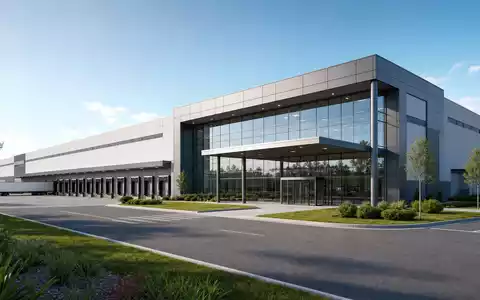 Architektur-Render zeigt modernes Logistikzentrum von Tritax Big Box REIT plc, ISIN GB0008847096, mit klaren Fassadenlinien - Foto: THN