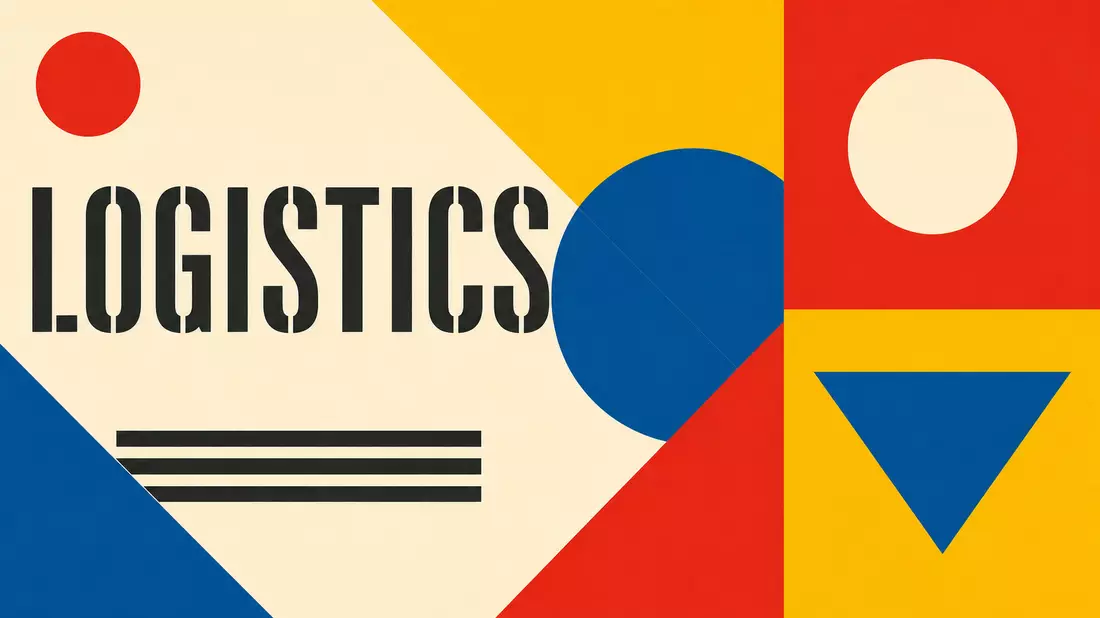 Bauhaus-Poster mit geometrischen Formen und Kürzel LOGISTICS
