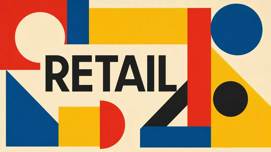 Bauhaus-Poster mit geometrischen Formen und Sektor-Kürzel RETAIL