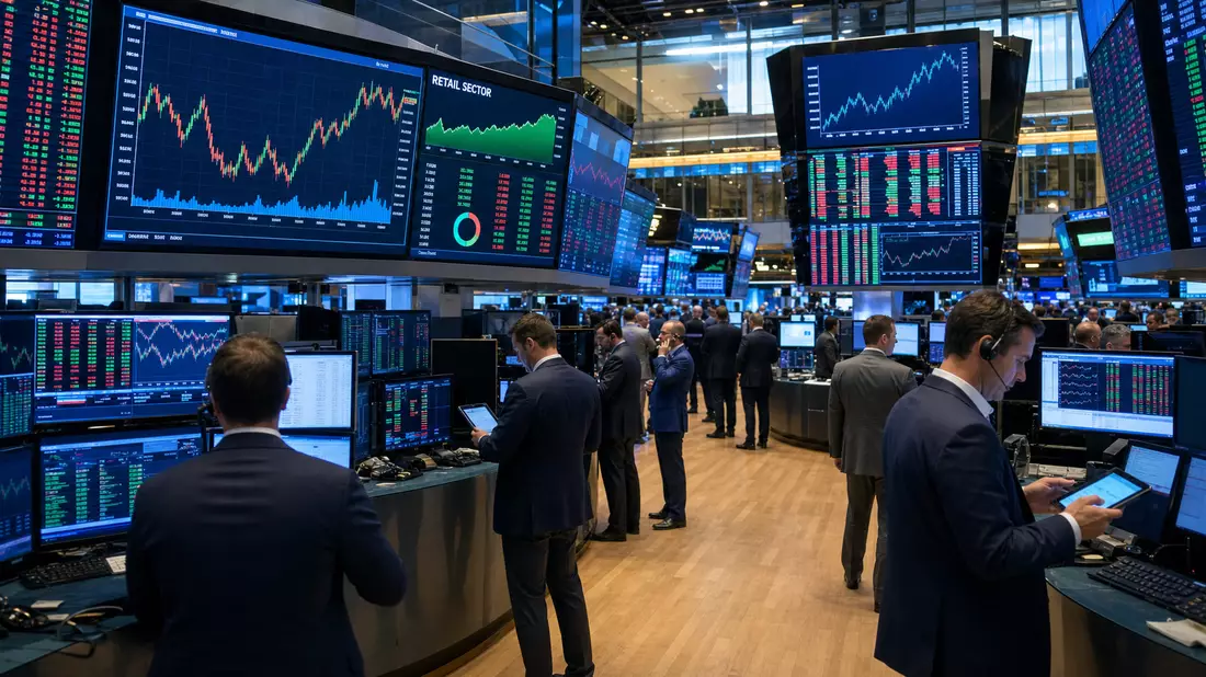 Editorial-Foto vom Handelsraum der Londoner Börse mit Charts
