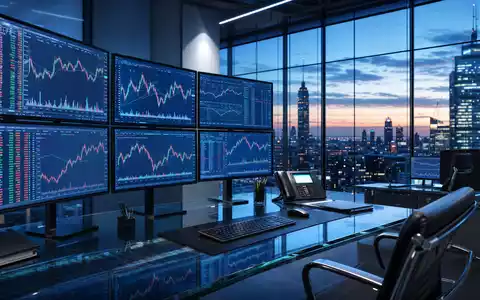 IG Group Holdings plc, ISIN GB0004726096, zeigt modernes Broker-Büro mit Handelsbildschirmen und Finanzdaten realistisch dargestellt - Foto: THN