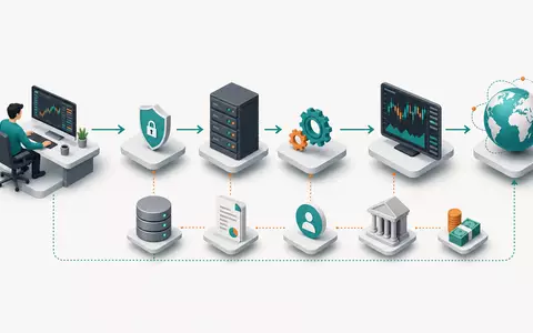 IG Group Holdings plc, ISIN GB0004726096, isometrische 3D-Grafik zeigt Prozesskette von Handelsplattform bis Marktzugang - Foto: THN