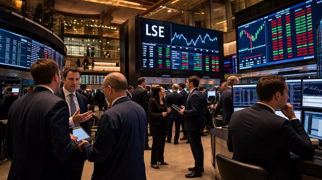 Editorielles Foto eines Börsenhandelsraums für IG Group Holdings plc