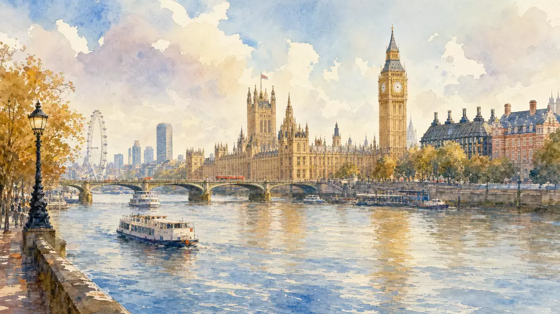 Aquarellbild Skyline London Themse Symbolbild Direct Line Insurance Group